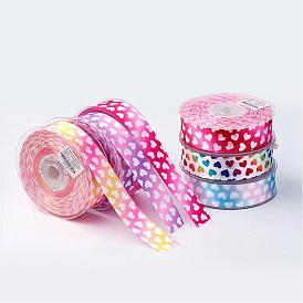 Single Face Satin Ribbon, Polyester Ribbon, Heart Pattern