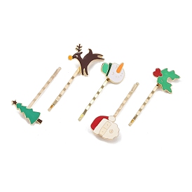 Christmas Theme Alloy Enamel Hair Bobby Pin, for Girls, Golden