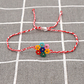 Boho Style Handmade Daisy Bracelet with Multi-color Beads for Kids