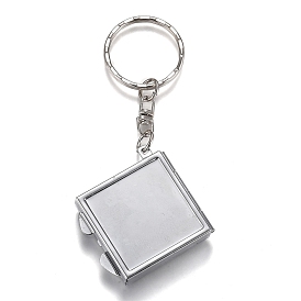 Iron Folding Mirror Keychain, Travel Portable Compact Pocket Mirror, Blank Base for UV Resin Craft, Square