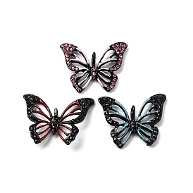 Подвески из сплава со стразами и аэрозольной краской, с эмалью, полые прелести бабочки