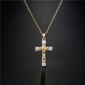 Aogu Fashion Geometric Pendant Copper Plated 18K Gold Personality Necklace Zircon Jewelry