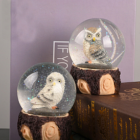 Resin Statue Desktop Animal Decoration, Owl Crystal Ball Home Office Supplies