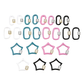 Латунные винтовые карабины с микропаве из прозрачного кубического циркония, с эмалью, долгоиграющий, стойки покрытие, без свинца и без кадмия, звезда/овал