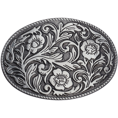 1 Пряжки из цинкового сплава, застежка на пояс, овальная с цветочным узором