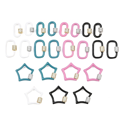 Латунные винтовые карабины с микропаве из прозрачного кубического циркония, с эмалью, долгоиграющий, стойки покрытие, без свинца и без кадмия, звезда/овал