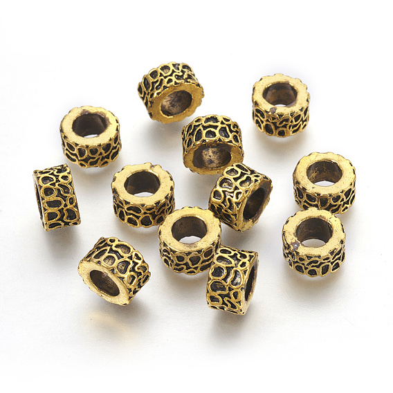 Tibetan Style Column Alloy Beads, Large Hole Beads, Cadmium Free & Lead Free, 11.5x6.5mm, Hole: 7mm, about 476pcs/1000g
