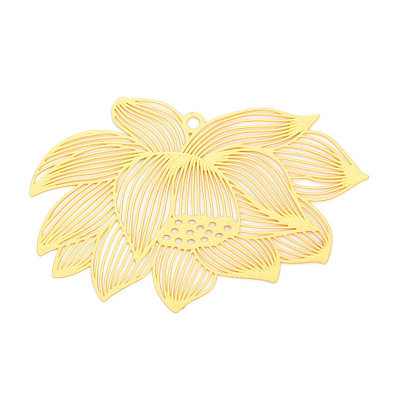 Латунные филигранные большие подвески, цветок, гравированные металлические украшения