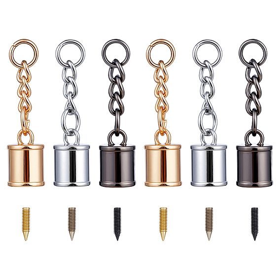 30 наборы 3 цвета цинковый сплав наконечники шнура, с винтом, Торцевые крышки, колонка