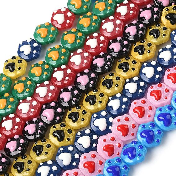 Стеклянные эмалевые бусины ручной работы, отпечаток лапы, окрашенная и подогревом