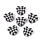 Handmade Polymer Clay Beads, Heart with Tartan