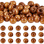 50Pcs Spray Painted Wood European Beads, Round, Large Hole Beads