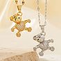 Ожерелья с подвеской из прозрачного кубического циркония с рисунком медведя из латуни с микропаве для женщин