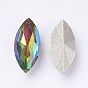 Imitation Austrian Crystal Glass Rhinestone, Grade A, Pointed Back & Back Plated, Horse Eye