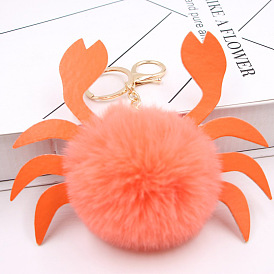 Faux Fur Crab Keychain Plush Bag Charm for Women's Car Accessories and Gifts