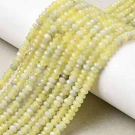 Натуральные нефритовые бусины, цвет лимона , рондель, граненые