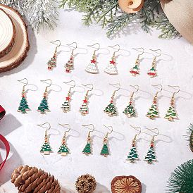 10 пары эмалевых сережек в виде рождественской елки, с 304 нержавеющей стали