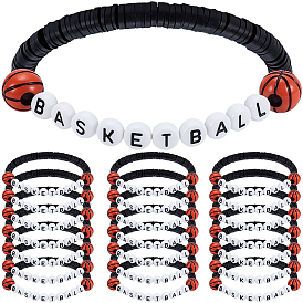 24шт. спортивные браслеты ручной работы из полимерной глины хейши и акриловых бусин для женщин