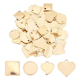 Unicraftale Vacuum Plating 304 Stainless Steel Charms, Stamping Blank Tag Pendant, Mixed Shapes