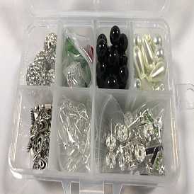 DIY-Sets zum Herstellen weihnachtlicher Ohrhänger, einschließlich Schmetterlings- und Flügellegierungsperlen, Imitationsperle & Pflaumenblütenglasperlen, Messing Ohrhaken
