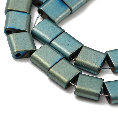 Electroplated Non-magnetic Synthetic Hematite Beads Strands, Square, Matte Style, 2-Hole