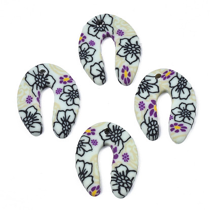 Handmade Polymer Clay Pendants, Horseshoe