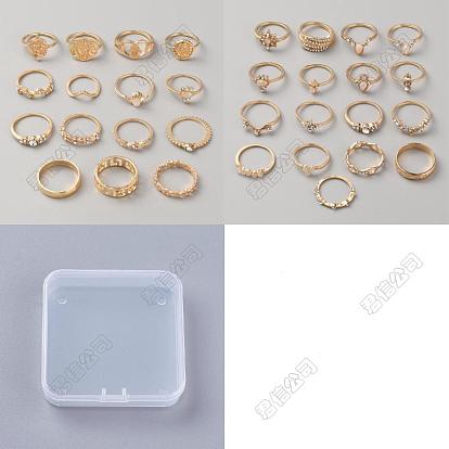 32piezas 32conjuntos de anillos de dedo de aleación de estilo con diamantes de imitación de cristal, anillos apilables, corazón y mano de hamsa y estrella y óvalo y lágrima