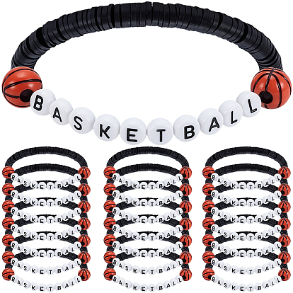 24шт. спортивные браслеты ручной работы из полимерной глины хейши и акриловых бусин для женщин