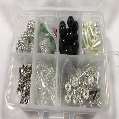 DIY-Sets zum Herstellen weihnachtlicher Ohrhänger, einschließlich Schmetterlings- und Flügellegierungsperlen, Imitationsperle & Pflaumenblütenglasperlen, Messing Ohrhaken