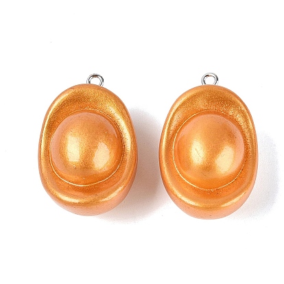 Opaque Resin Pendants, Ingot Charms, with Platinum Iron Loop