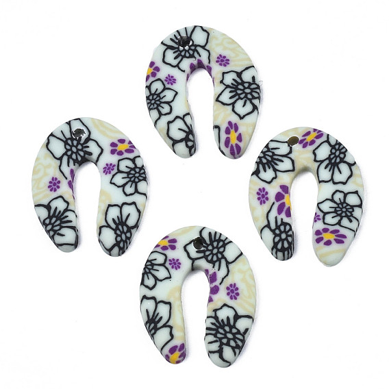 Handmade Polymer Clay Pendants, Horseshoe