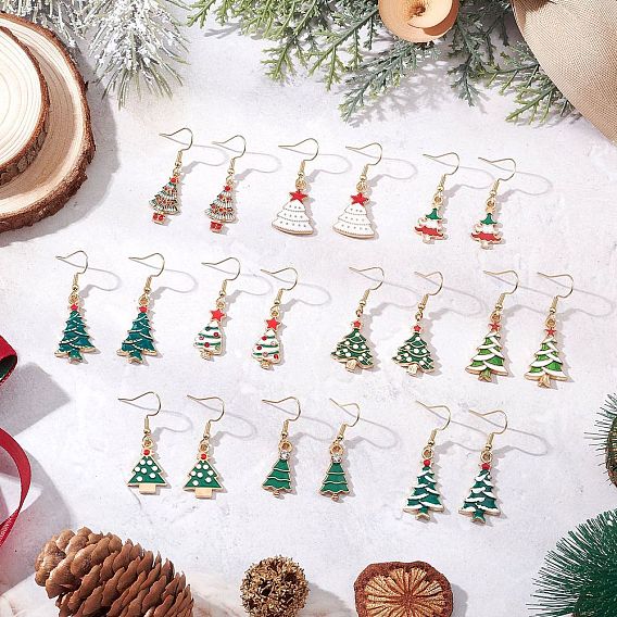 10 пары эмалевых сережек в виде рождественской елки, с 304 нержавеющей стали