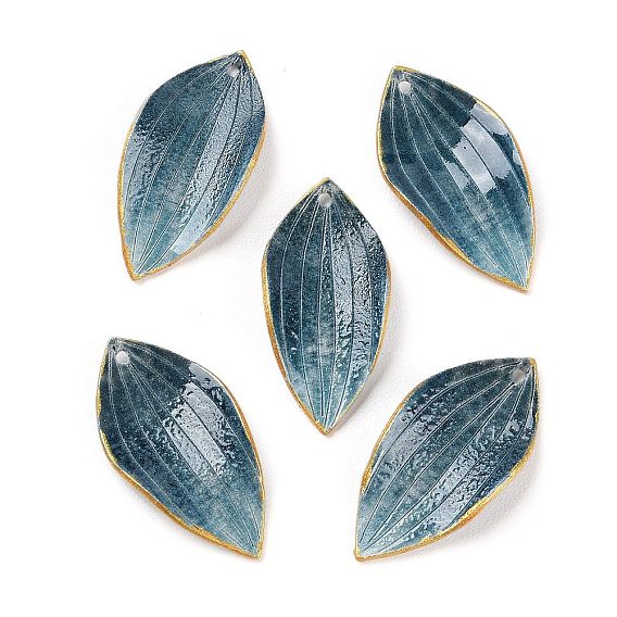 Непрозрачные акриловые подвески, лист с золотым краем