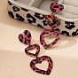 Серьги-гвоздики из сплава с кисточками в форме сердца с леопардовым принтом