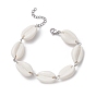 Acrylic Shell Bead Link Anklets for Women, with 304 Stainless Steel Lobster Claw Clasp