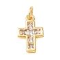 Brass Micro Pave Clear Cubic Zirconia Charms, Cross Charms