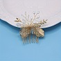 Elegant Alloy Flower Hair Comb - Minimalist Bridal Headpiece, Handmade Weaving Hair Accessory.