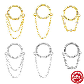 925 серьги-кольца из стерлингового серебра для фиксации хряща, с цепями