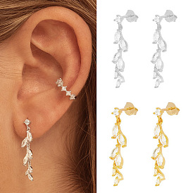Sparkling Diamond Petal Drop Earrings