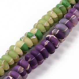 Handmade Polyester Clay Beads Strand, with Gold Foil, Abacus