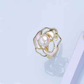 Натуральные пресноводные кольца из перламутровой манжеты, золотые