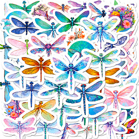 50Pcs PVC Self-Adhesive Cartoon Dragonfly Stickers, Waterproof Insect Decals for Party Decorative Presents