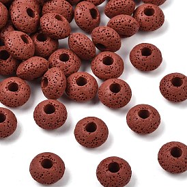 Европейские бусины из вулканического камня, бусины с большим отверстием, Без металлического сердечника, рондель