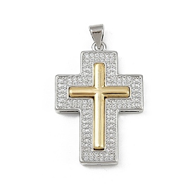 Латунные микро проложить кубического циркония подвески, крест прелести, без кадмия и без свинца, стойки покрытие, долговечный