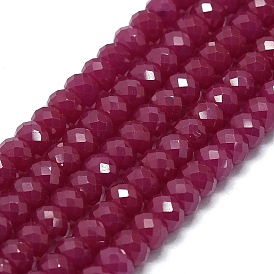 Natural Red Corundum/Ruby Beads Strands, Faceted, Rondelle