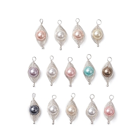 Подвески из ракушечного жемчуга, обмотанные медной проволокой, Очарование лошадиных глаз, серебряный цвет гальваническим