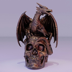 Cross-Border New Product Flying Dragon Skull Resin Craft Ornaments Garden Decoration Desktop Sculpture Dragon Ornaments