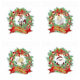 Diy рождественский венок алмазная живопись набор наклеек, включая сумку со стразами из смолы, алмазная липкая ручка, поднос тарелка и клей глина
