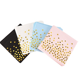 Paper Napkins, for Party Decorations, Square with Gold Foil Polka Dot Pattern