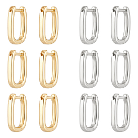10 пары 2 цветные латунные серьги-кольца, прямоугольные